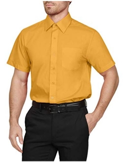 NE PEOPLE Men's Classic Regular Fit Button Down Short Sleeve Solid Color Dress Shirts S-5XL