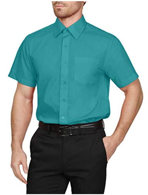 NE PEOPLE Men's Classic Regular Fit Button Down Short Sleeve Solid Color Dress Shirts S-5XL