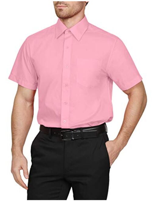 NE PEOPLE Men's Classic Regular Fit Button Down Short Sleeve Solid Color Dress Shirts S-5XL