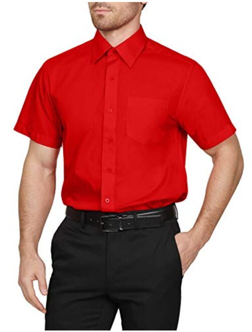 NE PEOPLE Men's Classic Regular Fit Button Down Short Sleeve Solid Color Dress Shirts S-5XL