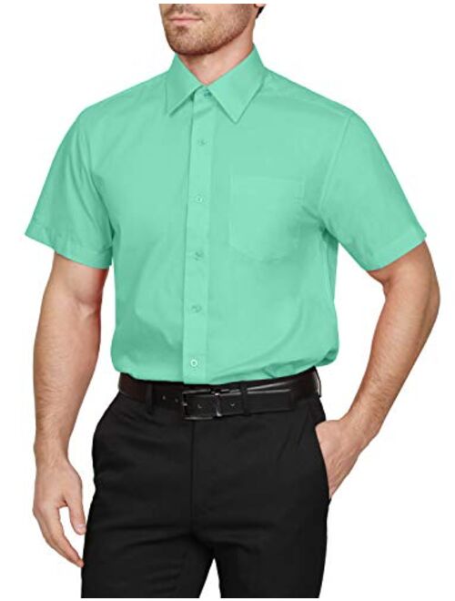 NE PEOPLE Men's Classic Regular Fit Button Down Short Sleeve Solid Color Dress Shirts S-5XL