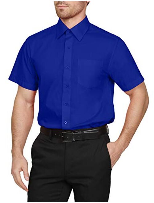 NE PEOPLE Men's Classic Regular Fit Button Down Short Sleeve Solid Color Dress Shirts S-5XL