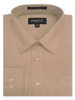 OmegaTux Mens Regular fit Solid Dress Shirts w/Convertible Cuffs