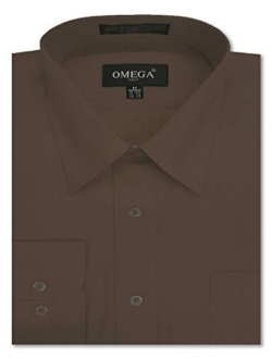 OmegaTux Mens Regular fit Solid Dress Shirts w/Convertible Cuffs