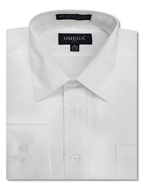 OmegaTux Mens Regular fit Solid Dress Shirts w/Convertible Cuffs