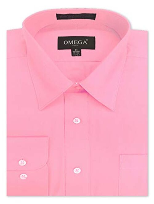 OmegaTux Mens Regular fit Solid Dress Shirts w/Convertible Cuffs