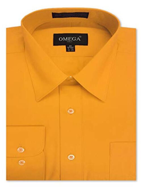 OmegaTux Mens Regular fit Solid Dress Shirts w/Convertible Cuffs