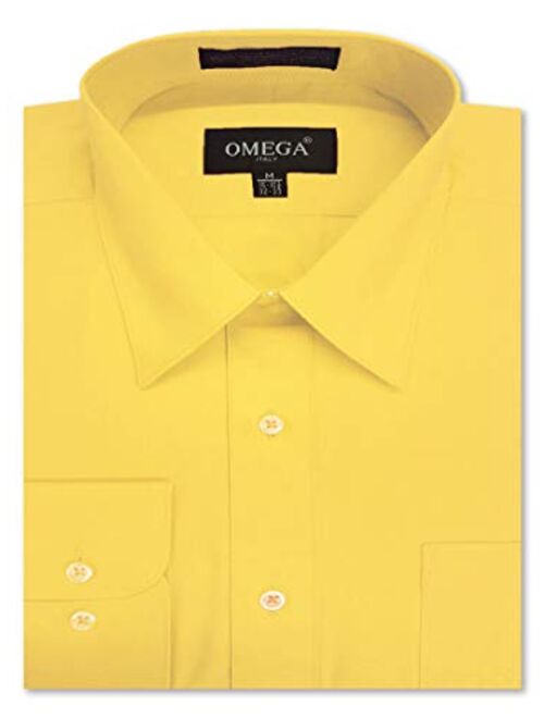 OmegaTux Mens Regular fit Solid Dress Shirts w/Convertible Cuffs