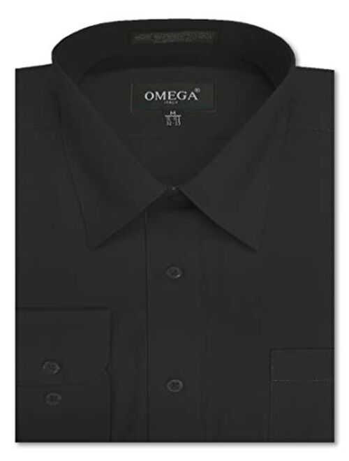 OmegaTux Mens Regular fit Solid Dress Shirts w/Convertible Cuffs