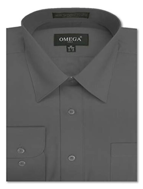 OmegaTux Mens Regular fit Solid Dress Shirts w/Convertible Cuffs