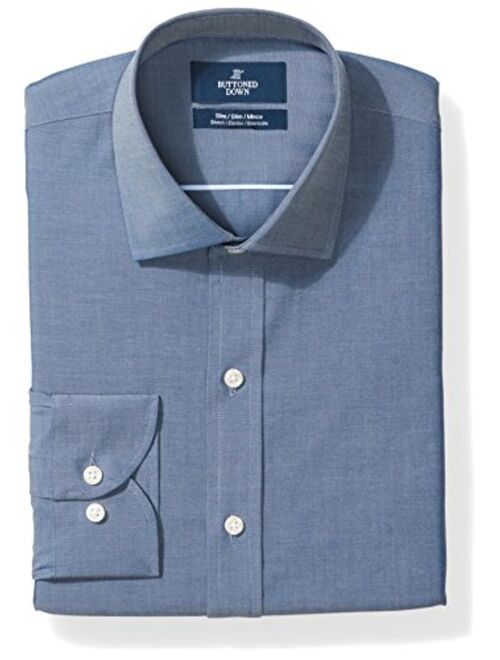 Amazon Brand - Buttoned Down Men's Slim Fit Stretch Poplin Dress Shirt, Supima Cotton Non-Iron, Spread-Collar