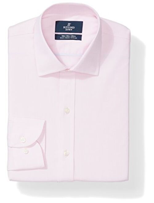 Amazon Brand - Buttoned Down Men's Slim Fit Stretch Poplin Dress Shirt, Supima Cotton Non-Iron, Spread-Collar