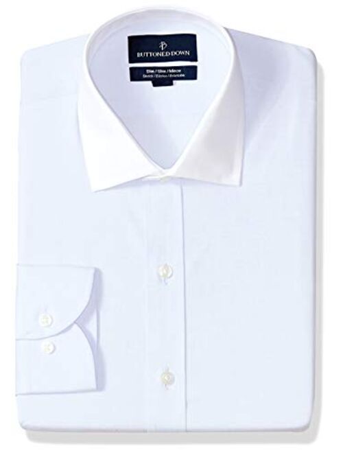 Amazon Brand - Buttoned Down Men's Slim Fit Stretch Poplin Dress Shirt, Supima Cotton Non-Iron, Spread-Collar