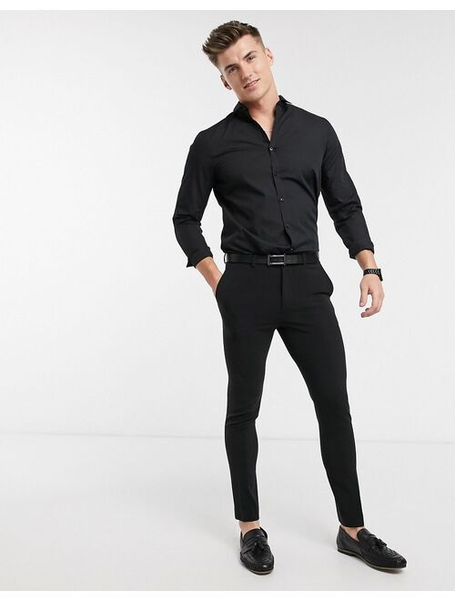 New Look long sleeve poplin shirt in black