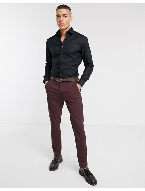 Selected Homme slim fit easy iron smart shirt in black