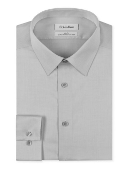 Steel Men's Slim Fit Non Iron Performance Herringbone Point Collar Dress Shirt