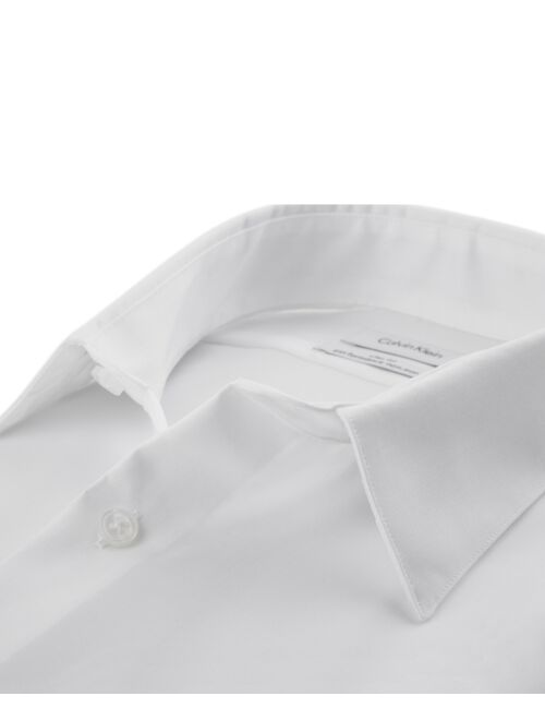 Calvin Klein Steel Men's Slim Fit Non Iron Performance Herringbone Point Collar Dress Shirt