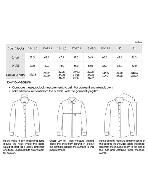 Big Men's Big and Tall Shirts Regular Fit Long Sleeve Solid Business Casual Dress Shirts for Men