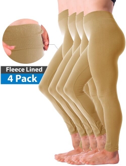 4-Pack Warm Fleece Lined Thick Brushed Full Length Leggings Tights