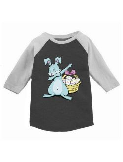 Dabbing Easter Bunny Raglan Shirt for Toddlers Funny Easter Dab Jersey for Boys Cute Easter Bunny 3/4 Sleeve Shirt for Girls Easter Egg Gifts for Kids East