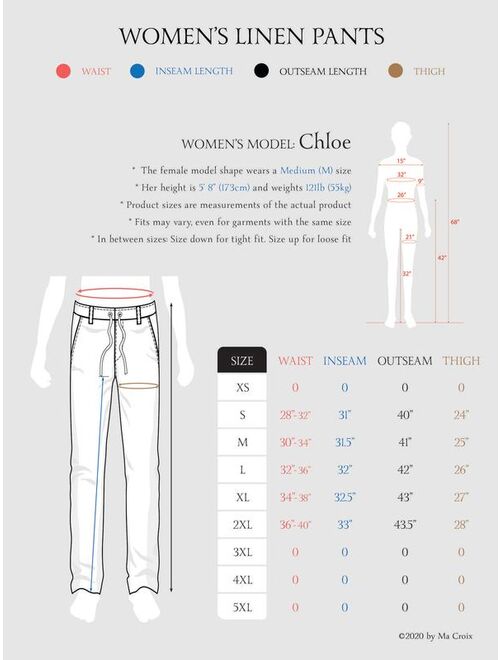 Ma Croix Womens Premium Soft Linen Pants Relaxed Fit Comfort Wear for Daily Styling