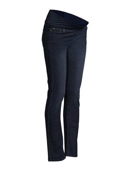 Maternity Oh! Mamma Straight Leg Jeans with Demi Panel (Available in Plus Sizes)