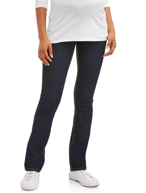 Maternity Oh! Mamma Straight Leg Jeans with Demi Panel (Available in Plus Sizes)