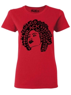 Shop4Ever Women's African American Woman Afro Word Cloud Graphic T-Shirt