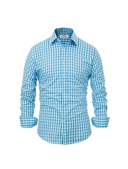 Paul Jones Casual Long-Sleeve Plaid Dress Shirt Checkered Button Down Shirt