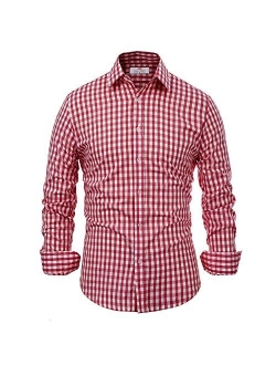 Paul Jones Casual Long-Sleeve Plaid Dress Shirt Checkered Button Down Shirt