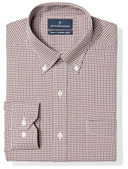 Amazon Brand - Buttoned Down Men's Tailored Fit Button Collar Pattern Dress Shirt