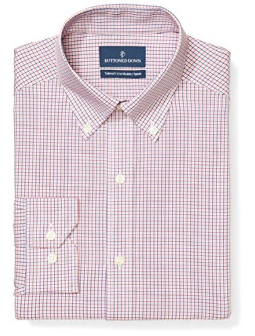 Amazon Brand - Buttoned Down Men's Tailored Fit Button Collar Pattern Dress Shirt