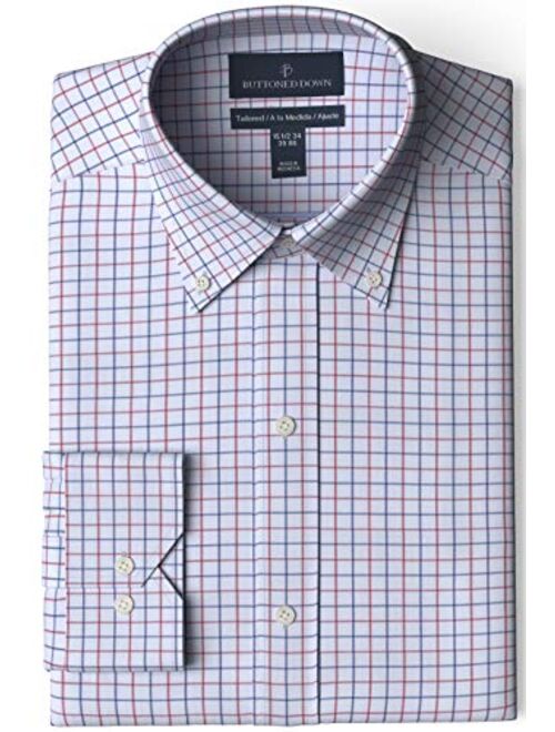 Amazon Brand - Buttoned Down Men's Tailored Fit Button Collar Pattern Dress Shirt