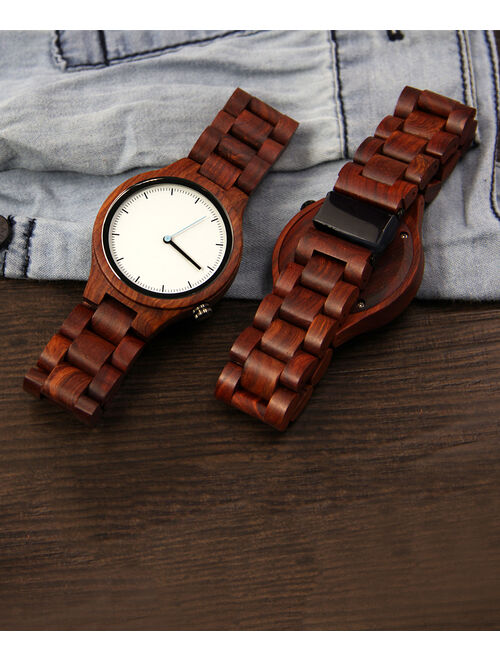 Cabany Co | White & Cherry Brown Wood Bracelet Watch