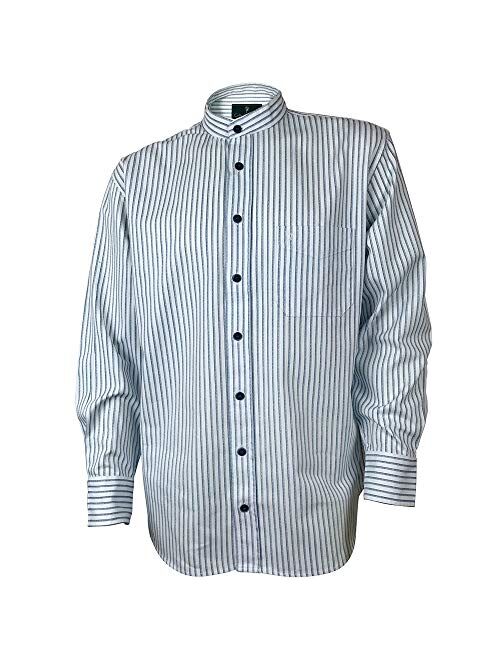 Traditional Irish Grandfather Collarless Striped Shirt for Men