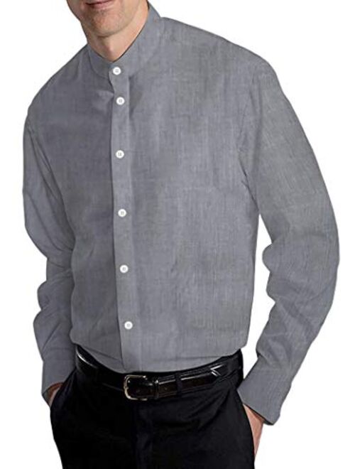 INMONARCH Gray Banded Collar Nehru Shirt NSHP15199