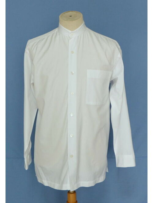 ISSEY MIYAKE im Product White Collarless Cotton Button Front Men's Shirt L/S S