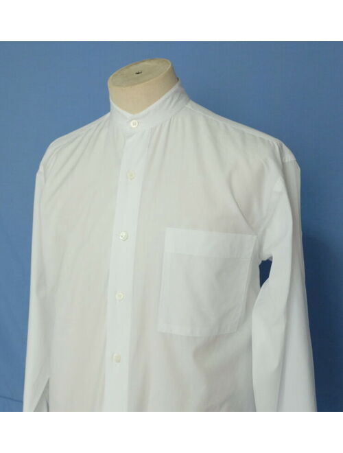 ISSEY MIYAKE im Product White Collarless Cotton Button Front Men's Shirt L/S S