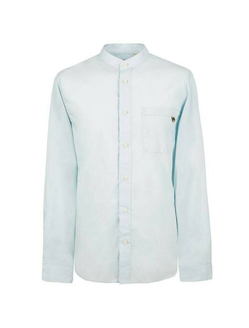 BNWT Pretty Green Grandad Collarless Shirt M Sky Blue RRP 75 A9GMU16000038 Slim