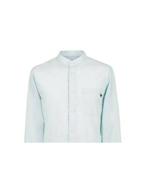 BNWT Pretty Green Grandad Collarless Shirt M Sky Blue RRP 75 A9GMU16000038 Slim