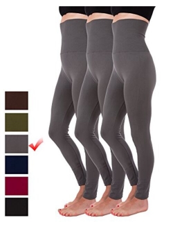 Homma Fleece Lined Thick Tummy-High Waist Compression Leggings 3 Pack