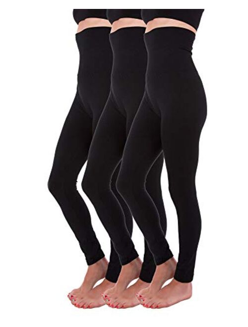 Homma Fleece Lined Thick Tummy-High Waist Compression Leggings 3 Pack