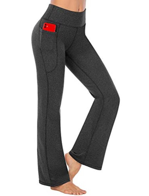 Heathyoga Bootcut Yoga Pants for Women with Pockets High Waisted Workout Pants for Women Bootleg Work Pants Dress Pants