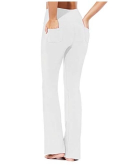 Women's Cotton Bootcut Yoga Pants Butter Soft High Waisted Bootleg Workout Flare Pants with Pockets