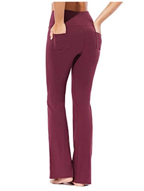 BALEAF Women's Cotton Bootcut Yoga Pants Butter Soft High Waisted Bootleg Workout Flare Pants with Pockets