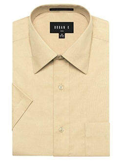 URBAN K Men's Classic Fit Solid Formal Collar Short Sleeve Dress Shirts Regular & Plus Size