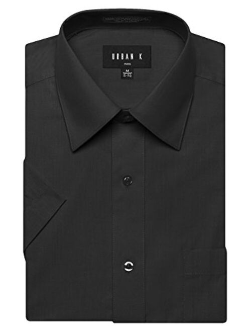 URBAN K Men's Classic Fit Solid Formal Collar Short Sleeve Dress Shirts Regular & Plus Size