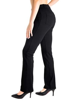 Yogipace,Belt Loops,Women's Petite/Regular/Tall Straight Leg Yoga Dress Pants