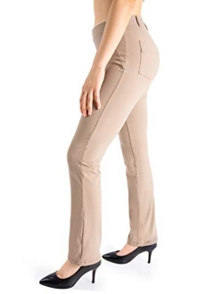 Yogipace,Belt Loops,Women's Petite/Regular/Tall Straight Leg Yoga Dress Pants