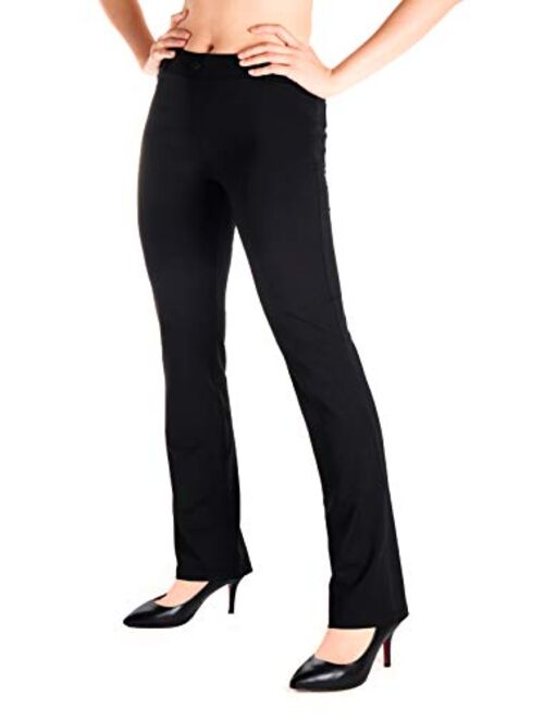 Yogipace,Belt Loops,Women's Petite/Regular/Tall Straight Leg Yoga Dress Pants